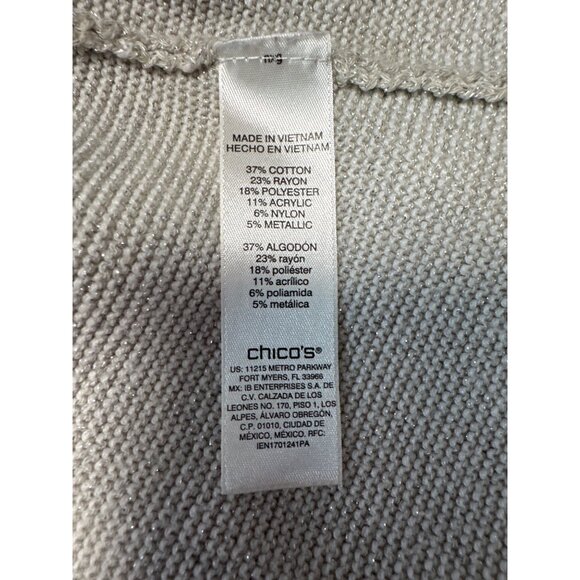 Chicos Taupe Textured Knit Scoop Neck Long Sleeve Lightweight Sweater Sz 3 US XL - Picture 7 of 10